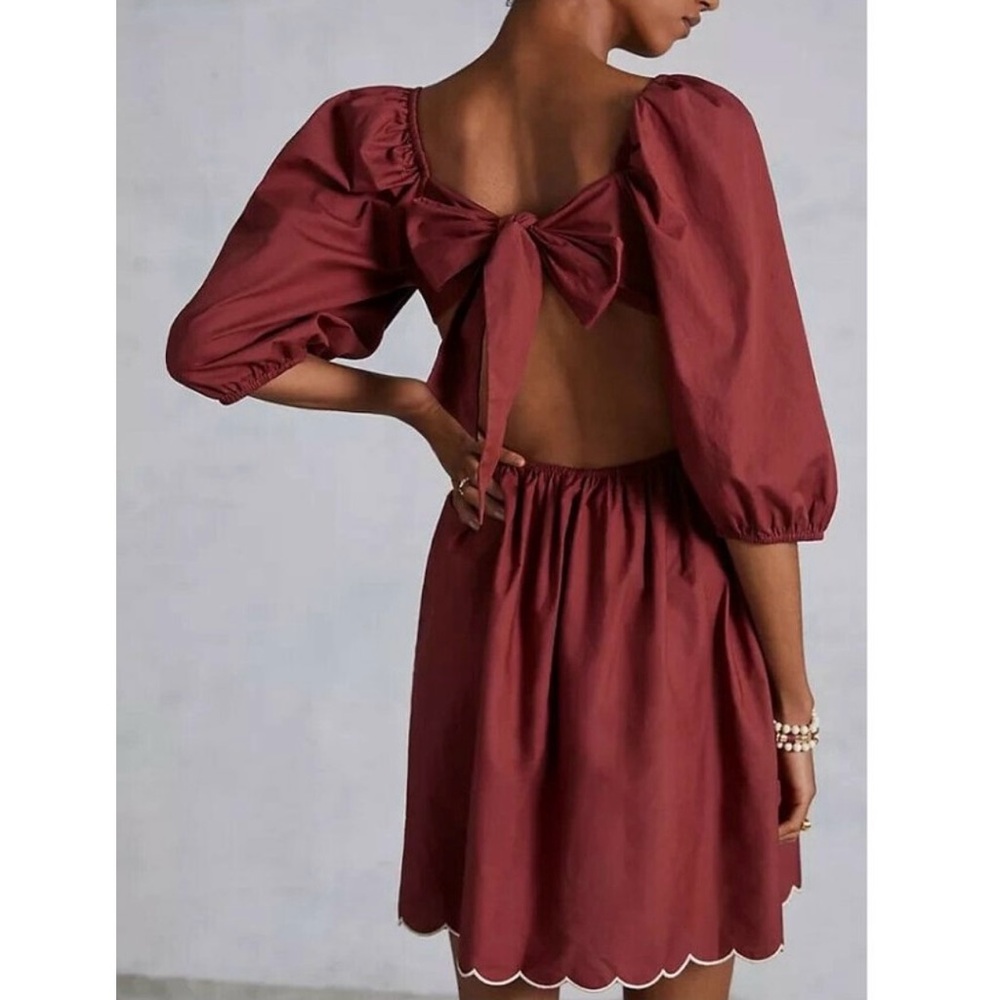 Cut Out Bow Back Rust Dress - Picture 6 of 13